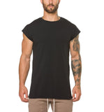 clothing fitness t shirt men fashion extend long tshirt