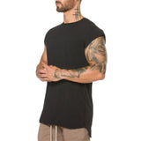 clothing fitness t shirt men fashion extend long tshirt