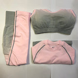 Ombre Seamless Leggings+Sports Bra+Long Sleeve Crop Top 3Pcs Yoga Set Women Running Gym Clothing High Waist Fitness Sports Suit