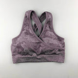 Comfy Wide Stripes Cross Back Sports Bra Women Seamless