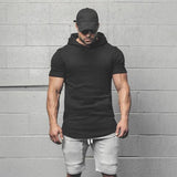 New Plain Fitness hooded t shirt men streetwear punisher bodybuilding Short sleeve t shirt crossfit tshirt gyms tee shirt homme