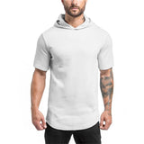New Plain Fitness hooded t shirt men streetwear punisher bodybuilding Short sleeve t shirt crossfit tshirt gyms tee shirt homme