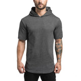 New Plain Fitness hooded t shirt men streetwear punisher bodybuilding Short sleeve t shirt crossfit tshirt gyms tee shirt homme