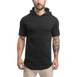 New Plain Fitness hooded t shirt men streetwear punisher bodybuilding Short sleeve t shirt crossfit tshirt gyms tee shirt homme