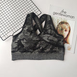 New Seamless Camo Yoga Bra Sexy Cross Back Gym Sports Bra High Impact Sport Fitness Bra Top Shockproof Running Bras Female