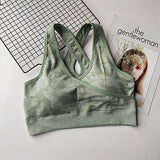 New Seamless Camo Yoga Bra Sexy Cross Back Gym Sports Bra High Impact Sport Fitness Bra Top Shockproof Running Bras Female